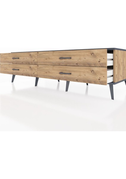 Kronos Tv Ünitesi 4 Çekmeceli 176X59X51 Çam-Antrasit/çam fırsatları