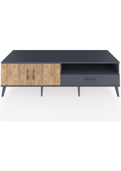 Kronos Tv Ünitesi 2 Raflı Tek Çekmeceli 2 Kapaklı 176X59X51 Antrasit-Çam/antrasit