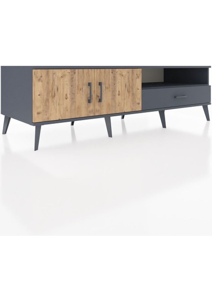 Kronos Tv Ünitesi 2 Raflı Tek Çekmeceli 2 Kapaklı 176X59X51 Antrasit-Çam/antrasit fiyatları