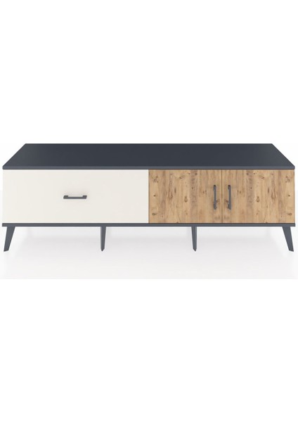Hyperion Tv Ünitesi Tek Raflı Tek Çekmeceli 2 Kapaklı 176X44X51 Antrasit-Çam/aytaşı