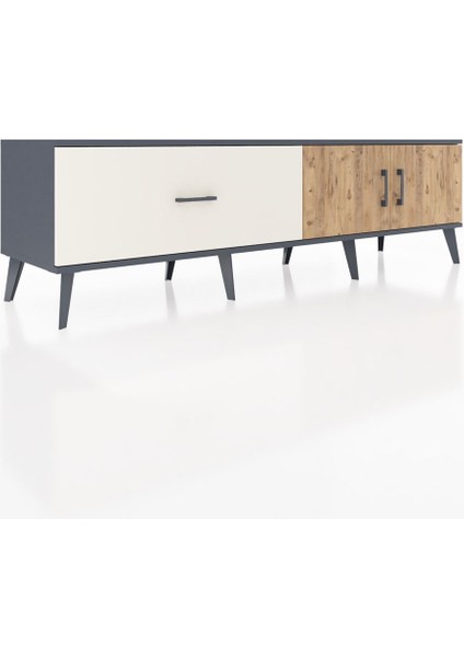 Hyperion Tv Ünitesi Tek Raflı Tek Çekmeceli 2 Kapaklı 176X44X51 Antrasit-Çam/aytaşı fiyatları