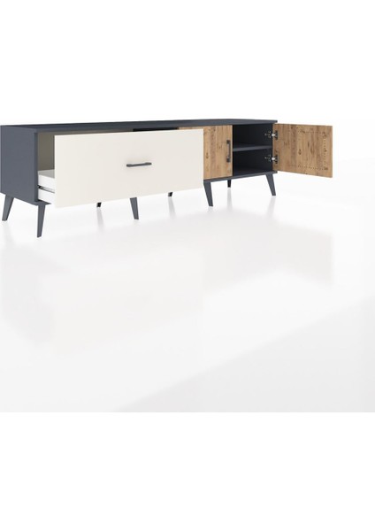 Hyperion Tv Ünitesi Tek Raflı Tek Çekmeceli 2 Kapaklı 176X44X51 Antrasit-Çam/aytaşı indirimleri