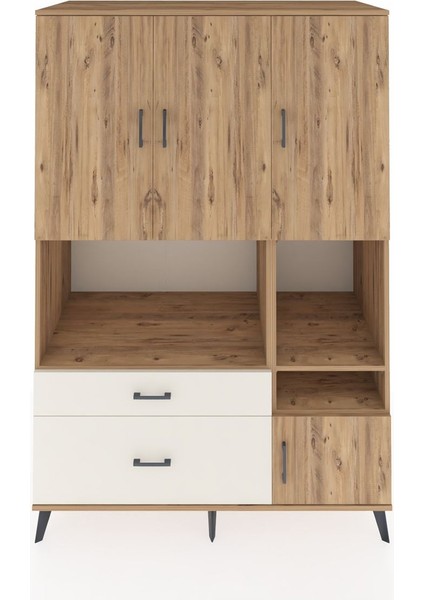 Kronos Dolap 7 Raflı 2 Çekmeceli 4 Kapaklı 132X59X195 Çam-Çam/aytaşı