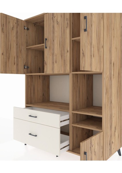 Kronos Dolap 7 Raflı 2 Çekmeceli 4 Kapaklı 132X59X195 Çam-Çam/aytaşı fırsatları