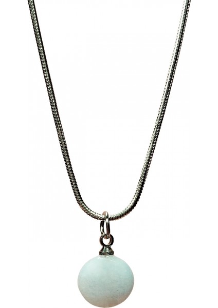 Kalsedon Doğal Taşı Zincirli El Yapımı Kolye Uç: 1,5 cm Zincir: 20 cm Kutulu