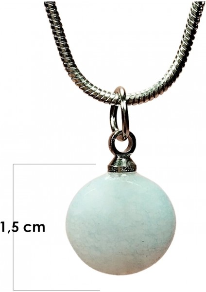 Kalsedon Doğal Taşı Zincirli El Yapımı Kolye Uç: 1,5 cm Zincir: 20 cm Kutulu fiyatları