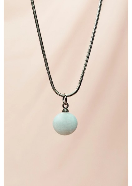 Kalsedon Doğal Taşı Zincirli El Yapımı Kolye Uç: 1,5 cm Zincir: 20 cm Kutulu modelleri
