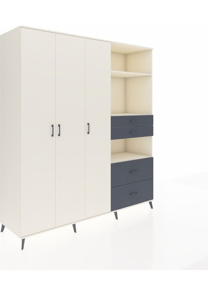 Kronos Dolap 12 Raflı 4 Çekmeceli Tek Askılı 220X59X243 Aytaşı-Aytaşı/antrasit fiyatları
