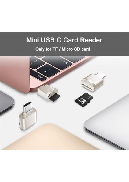 Micro Sd Kart Okuyucu - USB C & USB Dönüştürücülü Otg Kart Okuyucu, Type-C Tf Hafıza Kartı Okuyucu,,, Laptop, Uyumlu Metal Mini Kart Okuyucu | Evınto modelleri