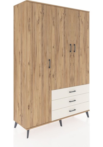 Hyperion Dolap 6 Raflı 3 Çekmeceli Tek Askılı 132X44X195 Çam-Çam/aytaşı fiyatları