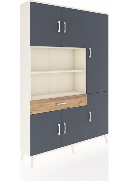 Arges Dolap 10 Raflı Tek Çekmeceli 6 Kapaklı 132X30X195 Aytaşı-Antrasit/çam fiyatları