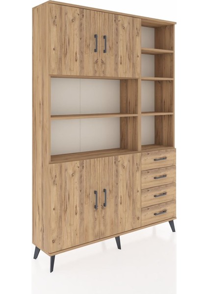 Arges Dolap 9 Raflı 4 Çekmeceli 4 Kapaklı 132X30X195 Çam-Çam/çam fiyatları