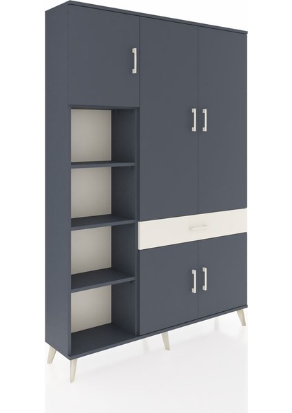 Arges Dolap 8 Raflı Tek Çekmeceli 5 Kapaklı 132X30X195 Antrasit-Antrasit/aytaşı fiyatları