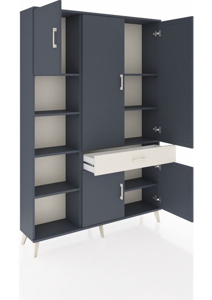 Arges Dolap 8 Raflı Tek Çekmeceli 5 Kapaklı 132X30X195 Antrasit-Antrasit/aytaşı indirimleri