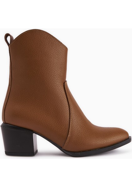 Ubax Hakiki Deri Taba Topuklu Kadın Bot