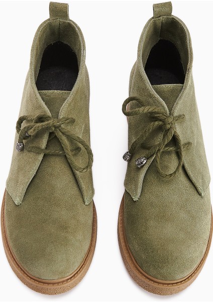 Henna Hakiki Deri Yeşil Süet Bağcıklı Kadın Bot modelleri