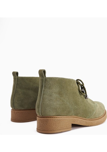 Henna Hakiki Deri Yeşil Süet Bağcıklı Kadın Bot fırsatları