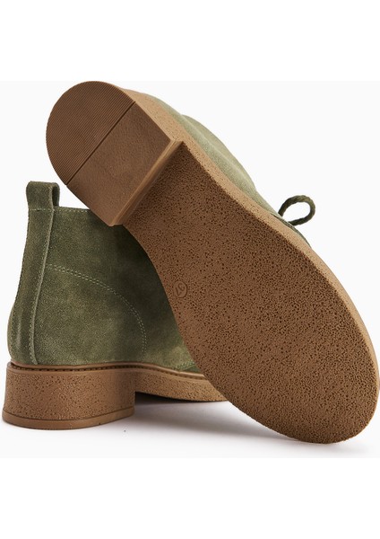 Henna Hakiki Deri Yeşil Süet Bağcıklı Kadın Bot indirimleri