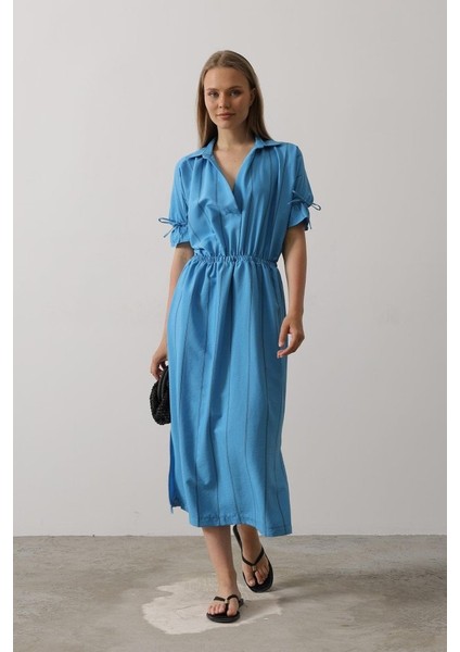 Beli Lastikli Elbise - Mavi fiyatları