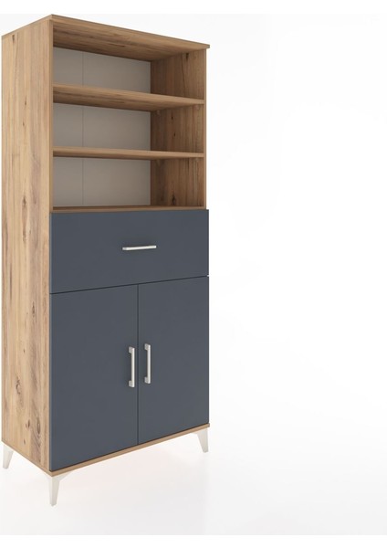 Hyperion Dolap 4 Raflı Tek Çekmeceli 2 Kapaklı 88X44X195 Çam-Antrasit fiyatları