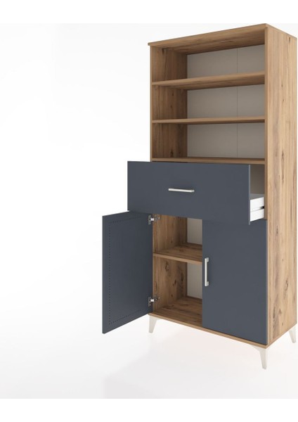 Hyperion Dolap 4 Raflı Tek Çekmeceli 2 Kapaklı 88X44X195 Çam-Antrasit fırsatları