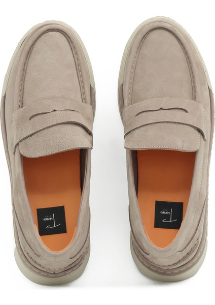 Hakiki Nubuk Deri Bej Loafer Erkek Ayakkabı Eva Taban - 253252 fırsatları