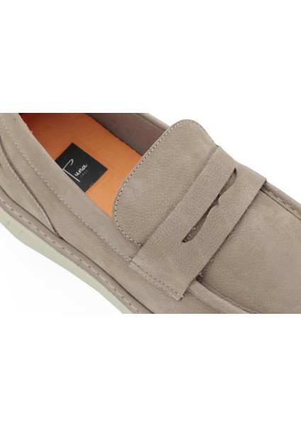 Hakiki Nubuk Deri Bej Loafer Erkek Ayakkabı Eva Taban - 253252 indirimleri