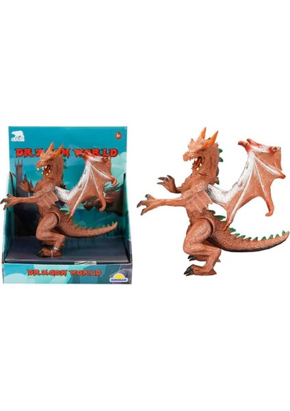 Standlı Ejderha Figürü 13 cm - Kahverengi (Lisinya)
