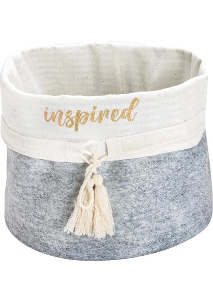 Yuvarlak Katlanabilir Çok Amaçlı Saklama Organizer Kutu Keçe Sepet (Mega) - 03389 ( Lisinya )