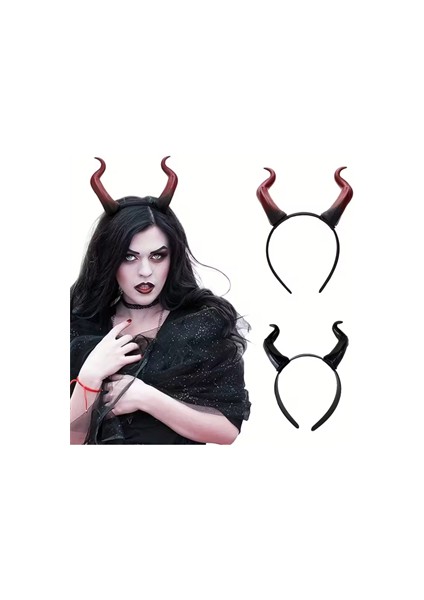 1 Adet El Yapımı, Retro Punk Cadılar Bayramı Boynuz Başlık – Keçi Boynuzu Esintili Anime Pop Sanat Tasarım, Pluş Tüy Detaylı,-Siyah