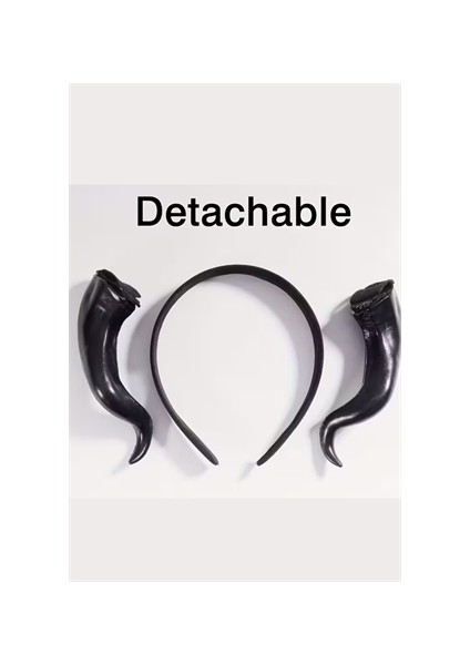 1 Adet El Yapımı, Retro Punk Cadılar Bayramı Boynuz Başlık – Keçi Boynuzu Esintili Anime Pop Sanat Tasarım, Pluş Tüy Detaylı,-Siyah modelleri