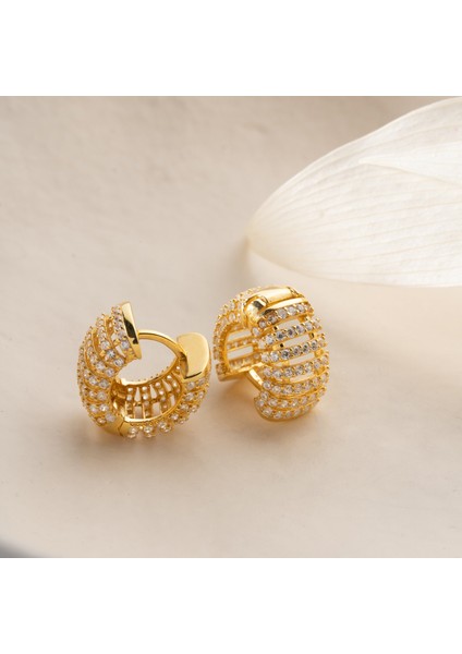 925 Ayar Gümüş Bombeli Taşlı Halka Küpe fiyatları