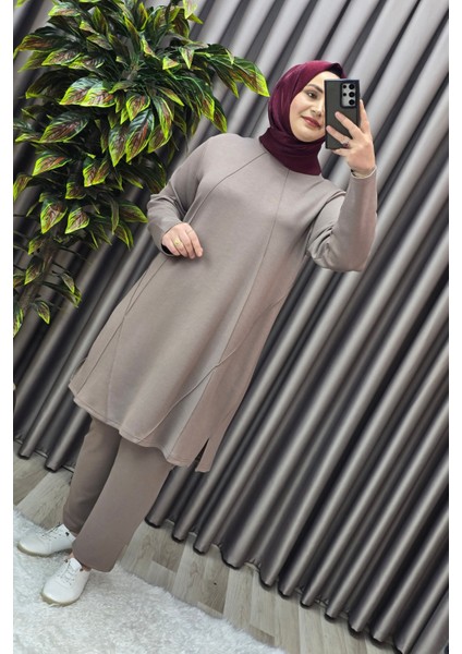 Kadın Tesettür Giyim Büyük Beden Nervürlü Spor Ikili Takım fiyatları