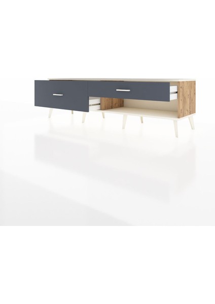 Hyperion Tv Ünitesi 2 Çekmeceli 176X44X51 Çam-Aytaşı/antrasit modelleri