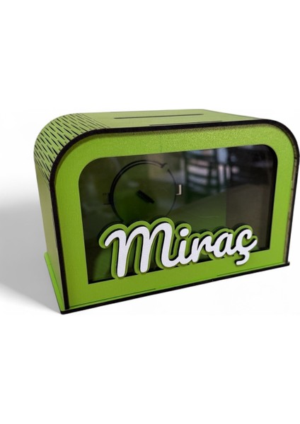 Kişiye Özel Isme Özel Ahşap Kumbara – Hediye & Para Biriktirme Kutusu - Yeşil