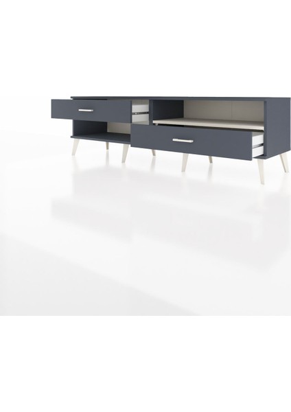 Hyperion Tv Ünitesi Tek Raflı 2 Çekmeceli 176X44X51 Antrasit-Aytaşı/antrasit modelleri