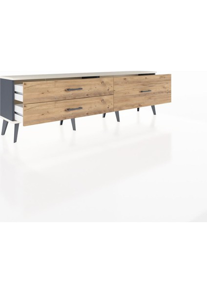 Arges Tv Ünitesi 3 Çekmeceli 176X30X51 Antrasit-Aytaşı/çam indirimleri