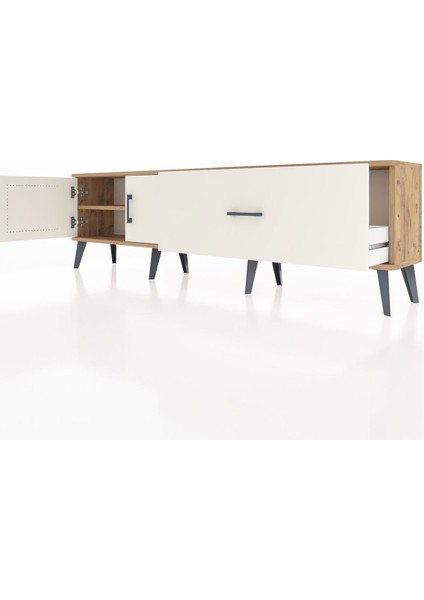 Arges Tv Ünitesi Tek Raflı Tek Çekmeceli 2 Kapaklı 176X30X51 Çam-Aytaşı/aytaşı fırsatları