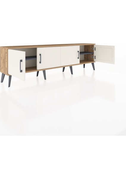 Arges Tv Ünitesi 2 Raflı 4 Kapaklı 176X30X51 Çam-Aytaşı/antrasit indirimleri