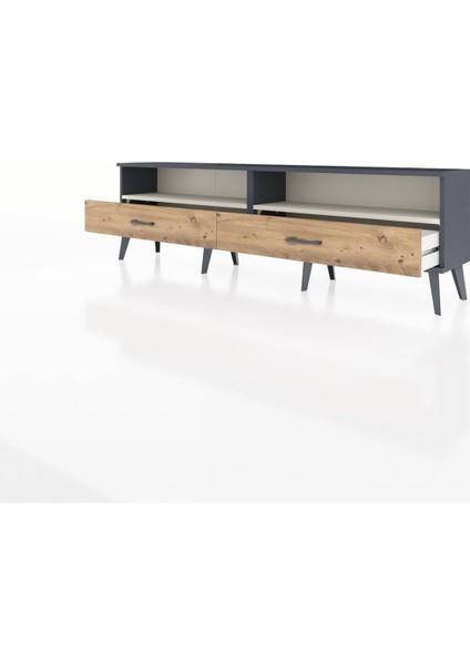 Arges Tv Ünitesi 2 Raflı 2 Çekmeceli 176X30X51 Antrasit-Aytaşı/çam modelleri