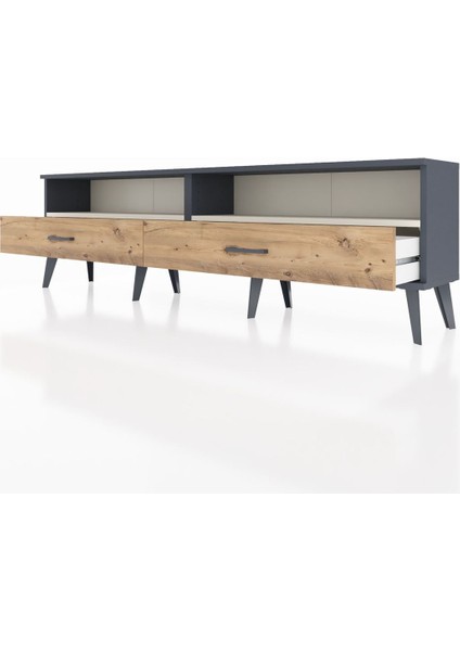 Arges Tv Ünitesi 2 Raflı 2 Çekmeceli 176X30X51 Antrasit-Aytaşı/çam fırsatları