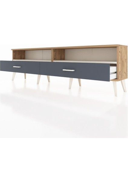 Arges Tv Ünitesi 2 Raflı 2 Çekmeceli 176X30X51 Çam-Aytaşı/antrasit fırsatları