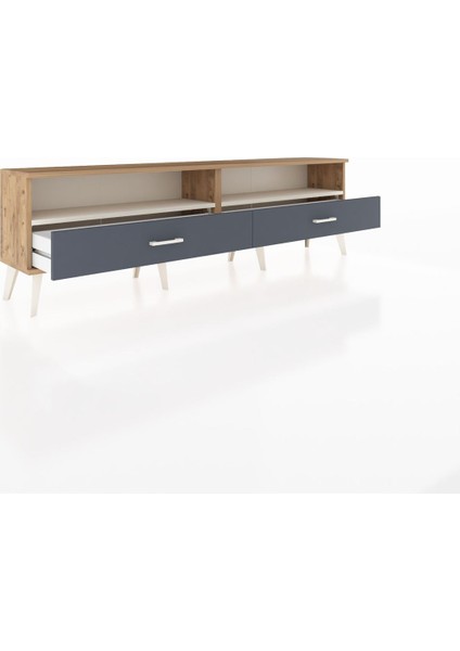 Arges Tv Ünitesi 2 Raflı 2 Çekmeceli 176X30X51 Çam-Aytaşı/antrasit indirimleri