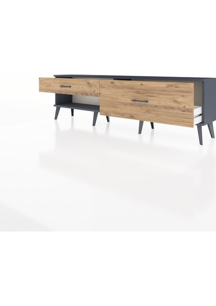 Arges Tv Ünitesi 2 Çekmeceli 176X30X51 Antrasit-Antrasit/çam modelleri