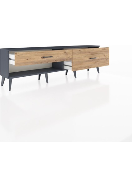 Arges Tv Ünitesi 2 Çekmeceli 176X30X51 Antrasit-Antrasit/çam indirimleri