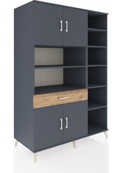 Kronos Dolap 10 Raflı Tek Çekmeceli 4 Kapaklı 132X59X195 Antrasit-Antrasit/çam fiyatları