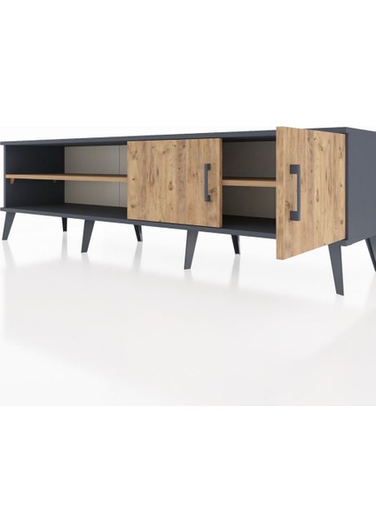 Hyperion Tv Ünitesi 2 Raflı 2 Kapaklı 176X44X51 Antrasit-Çam/çam fırsatları
