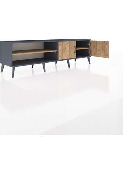 Hyperion Tv Ünitesi 2 Raflı 2 Kapaklı 176X44X51 Antrasit-Çam/çam indirimleri