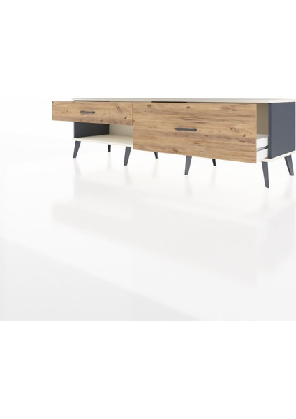Hyperion Tv Ünitesi 2 Çekmeceli 176X44X51 Antrasit-Aytaşı/çam modelleri