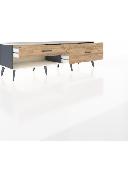 Hyperion Tv Ünitesi 2 Çekmeceli 176X44X51 Antrasit-Aytaşı/çam indirimleri